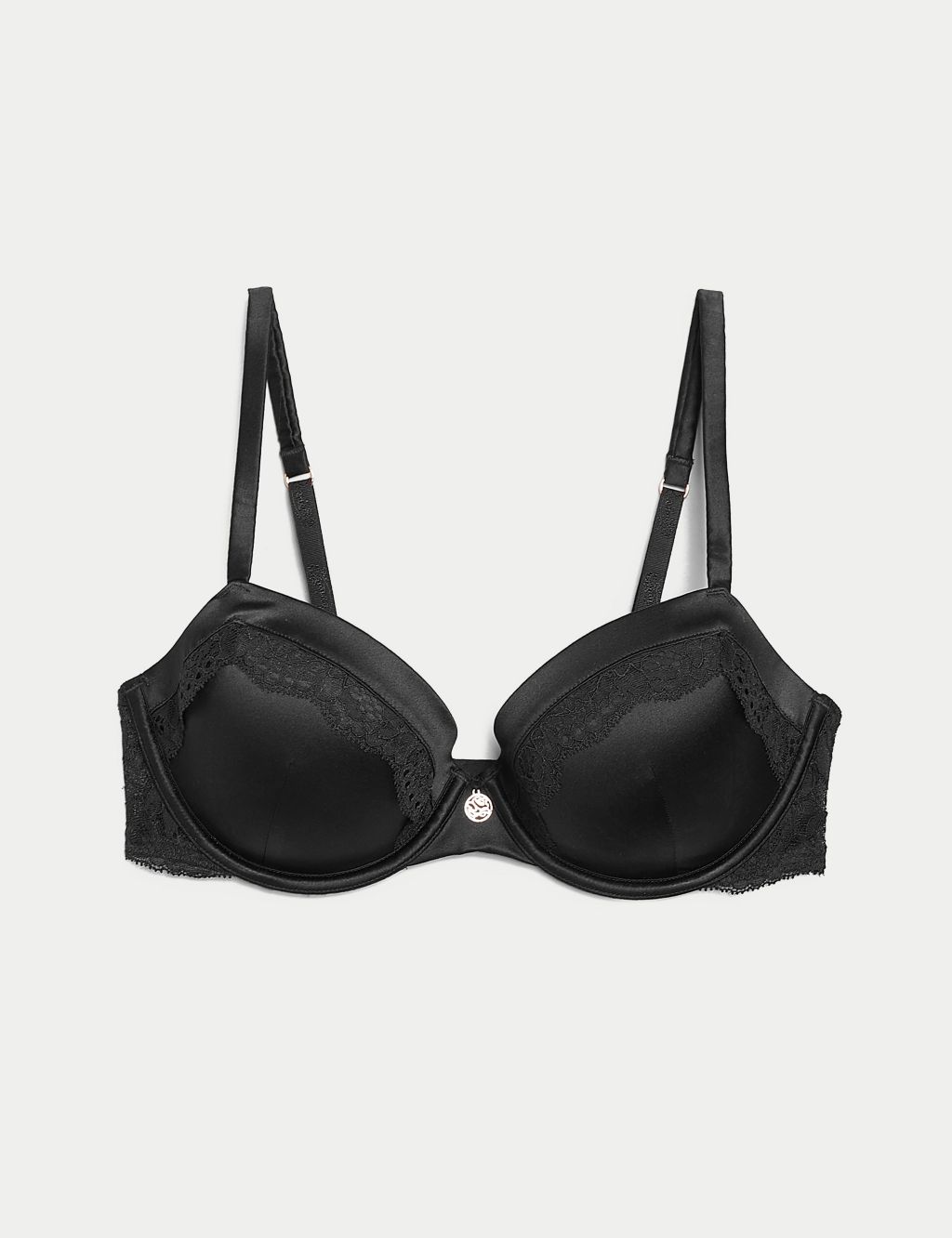 M&S BOUTIQUE EMBROIDERED UNDERWIRED, PUSH UP BALCONY BRA In BLACK