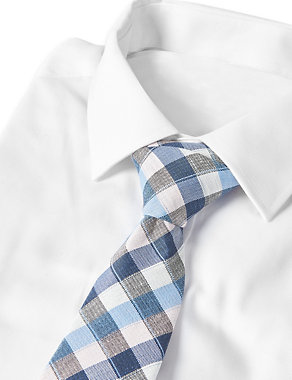 Silk & Linen Blend Checked Tie Image 2 of 3