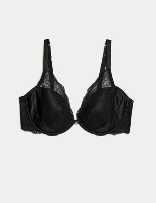 Sheer and Lace Beau Wired Plunge Bra (A-E), Rosie