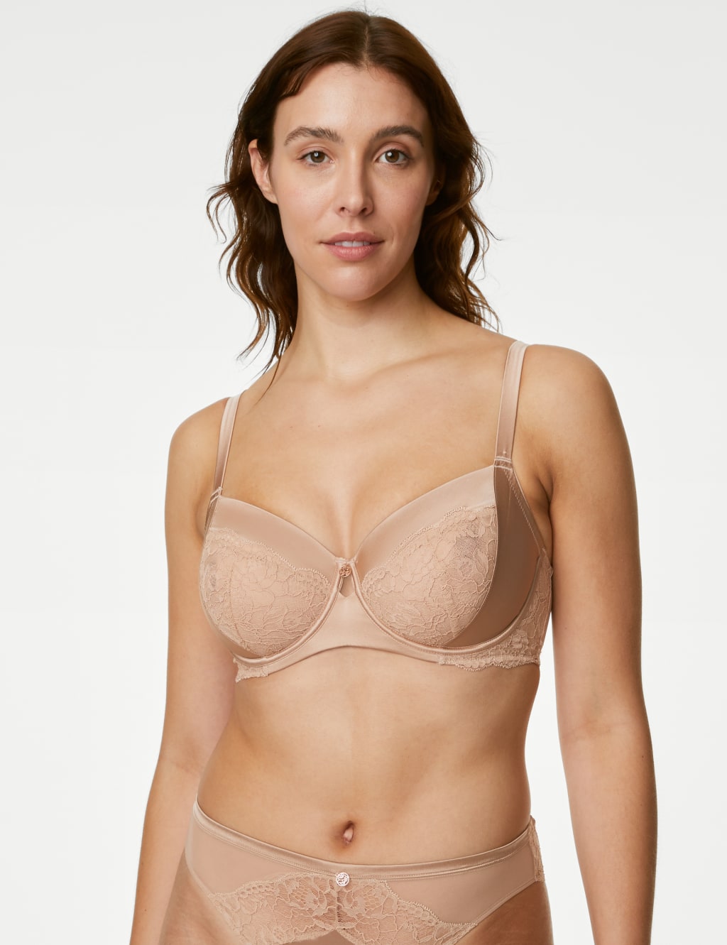 Silk Blend & Lace Wired Balcony Bra F-H 3 of 7
