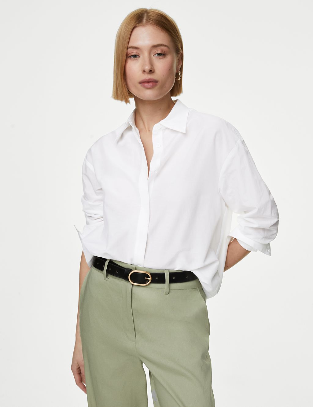 Silk Blend Collared Long Sleeve Shirt 4 of 6