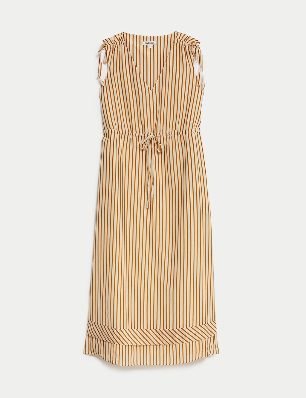 Silk Blend Striped V-Neck Midi Column Dress 1 of 8