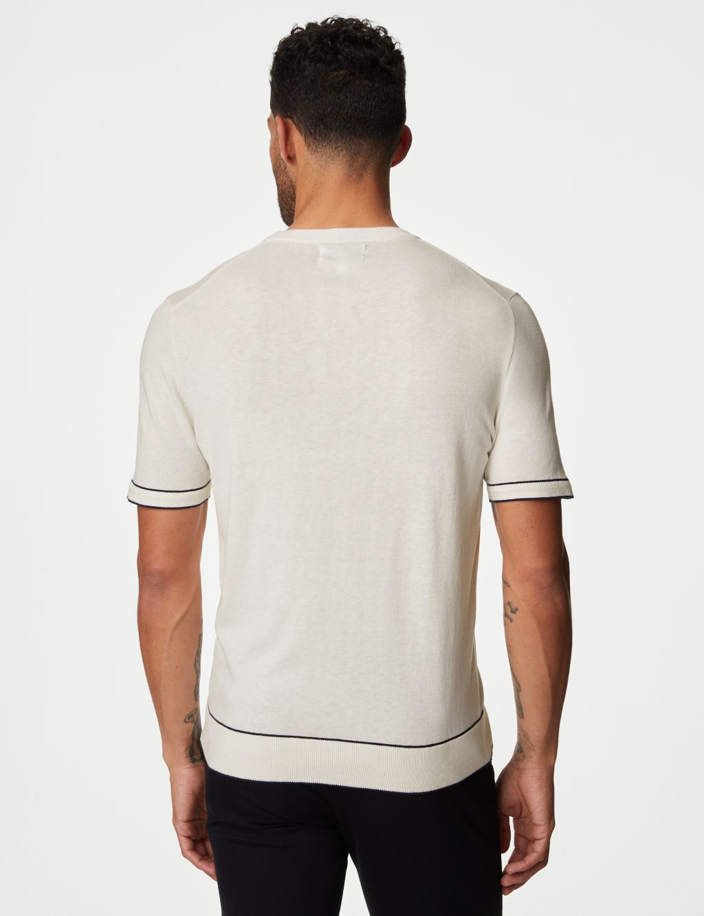 Silk Cotton Crew Neck Knitted T-Shirt 4 of 5