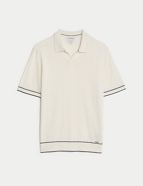 Silk Cotton Knitted Polo Shirt Image 2 of 6
