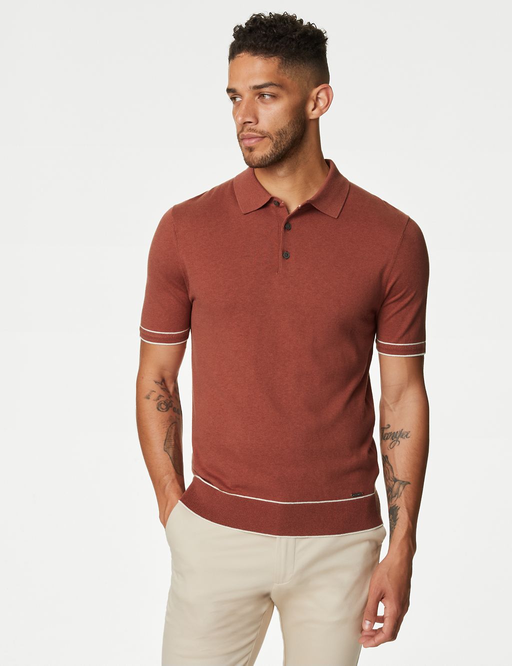 Silk Cotton Knitted Polo Shirt 4 of 5
