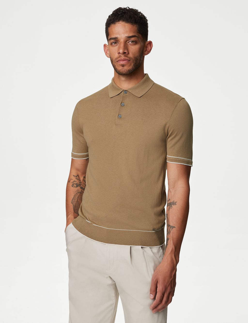 Silk Cotton Knitted Polo Shirt 3 of 5