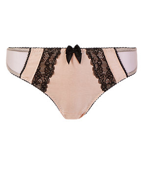 Silk Lace Trim Low Rise Thong Image 2 of 3