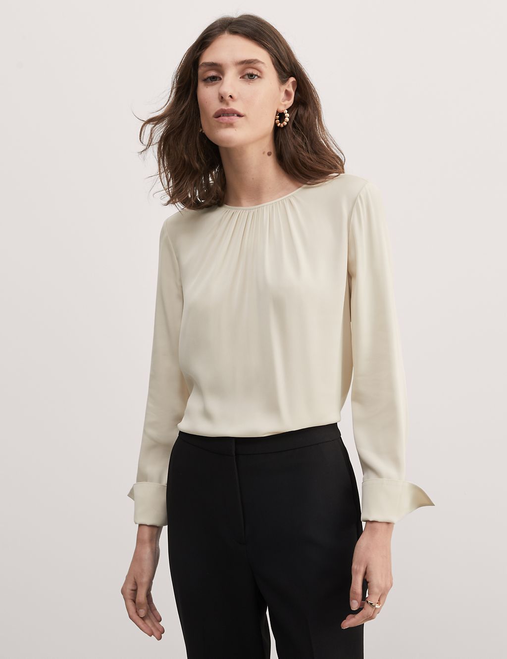 Silk Rich Gathered Neck Blouse 3 of 8