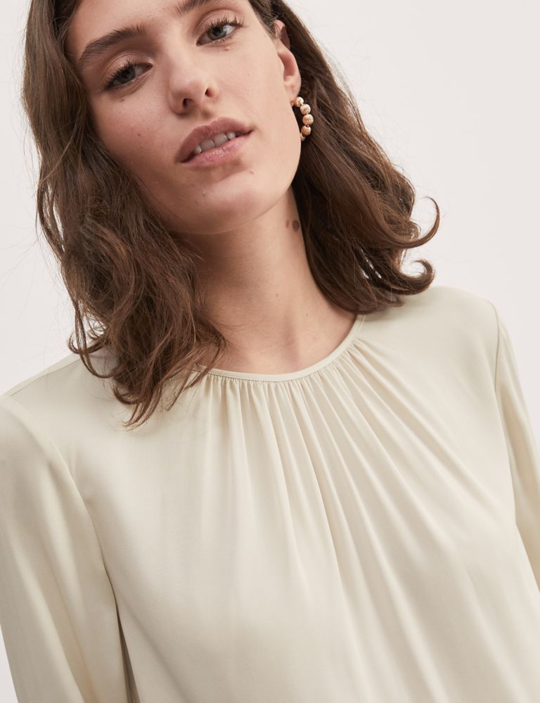 Silk Rich Gathered Neck Blouse | JAEGER | M&S