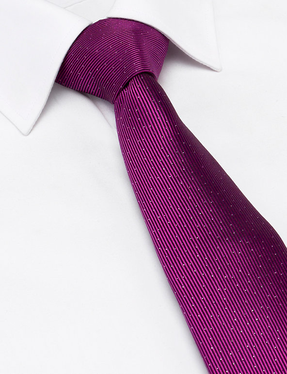Silk Rich Textured Striped Tie Image 1 of 1