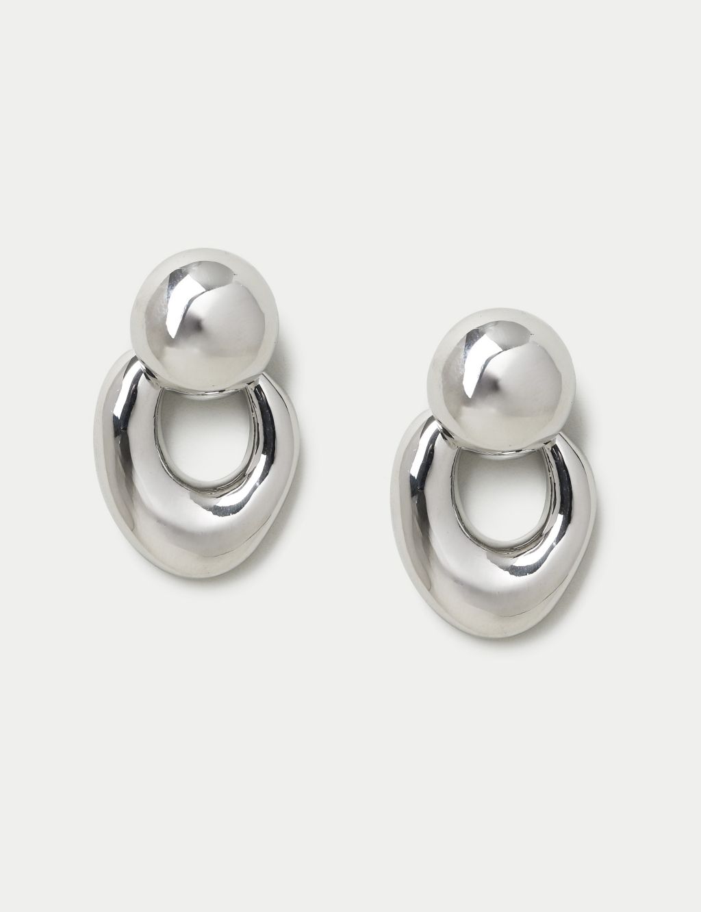 Silver Circle Drop Earrings 1 of 2