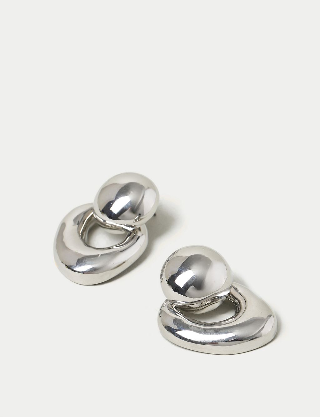 Silver Circle Drop Earrings 2 of 2