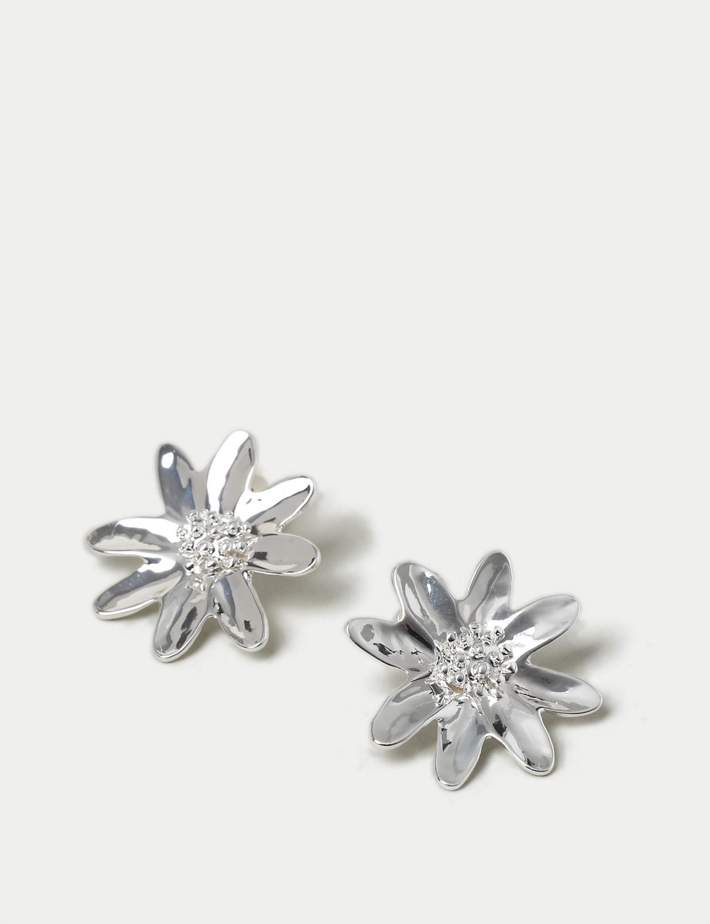 Silver Flower Stud Earrings 2 of 2