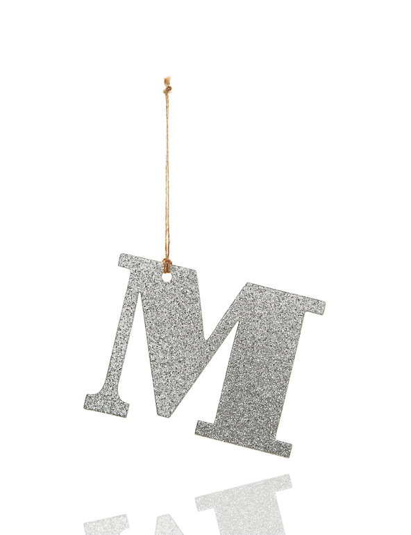 Silver Glitter M Letter Image 1 of 1
