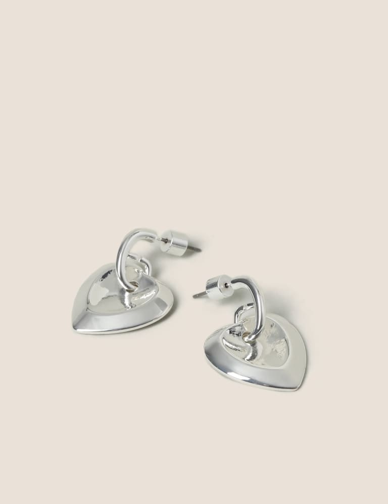 Silver Heart Drop Earring
