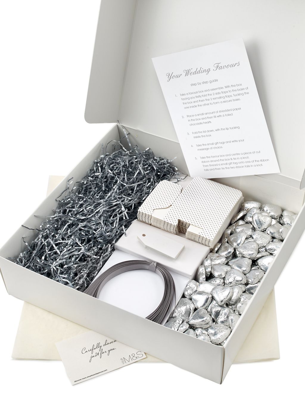 Silver Milk Chocolate Heart Wedding Favours in a Dotty Box with Silver Ribbon - Pack of 25 1 of 6