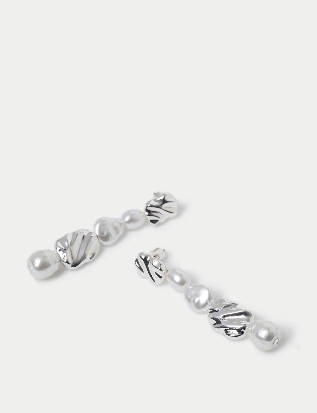 Silver Pearl Drop Earrings 1 of 2