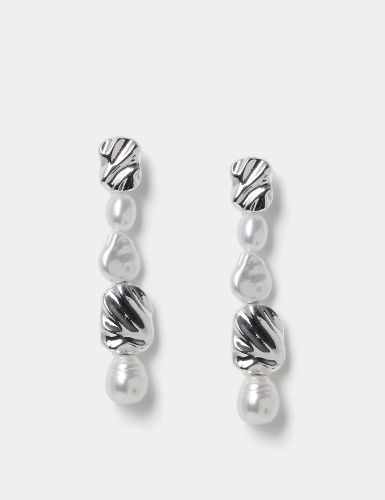Silver Pearl Drop Earrings 2 of 2