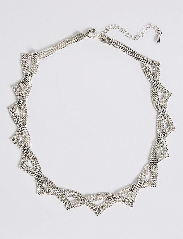 Silver Plated Ball Chain Collar Necklace Image 1 of 2