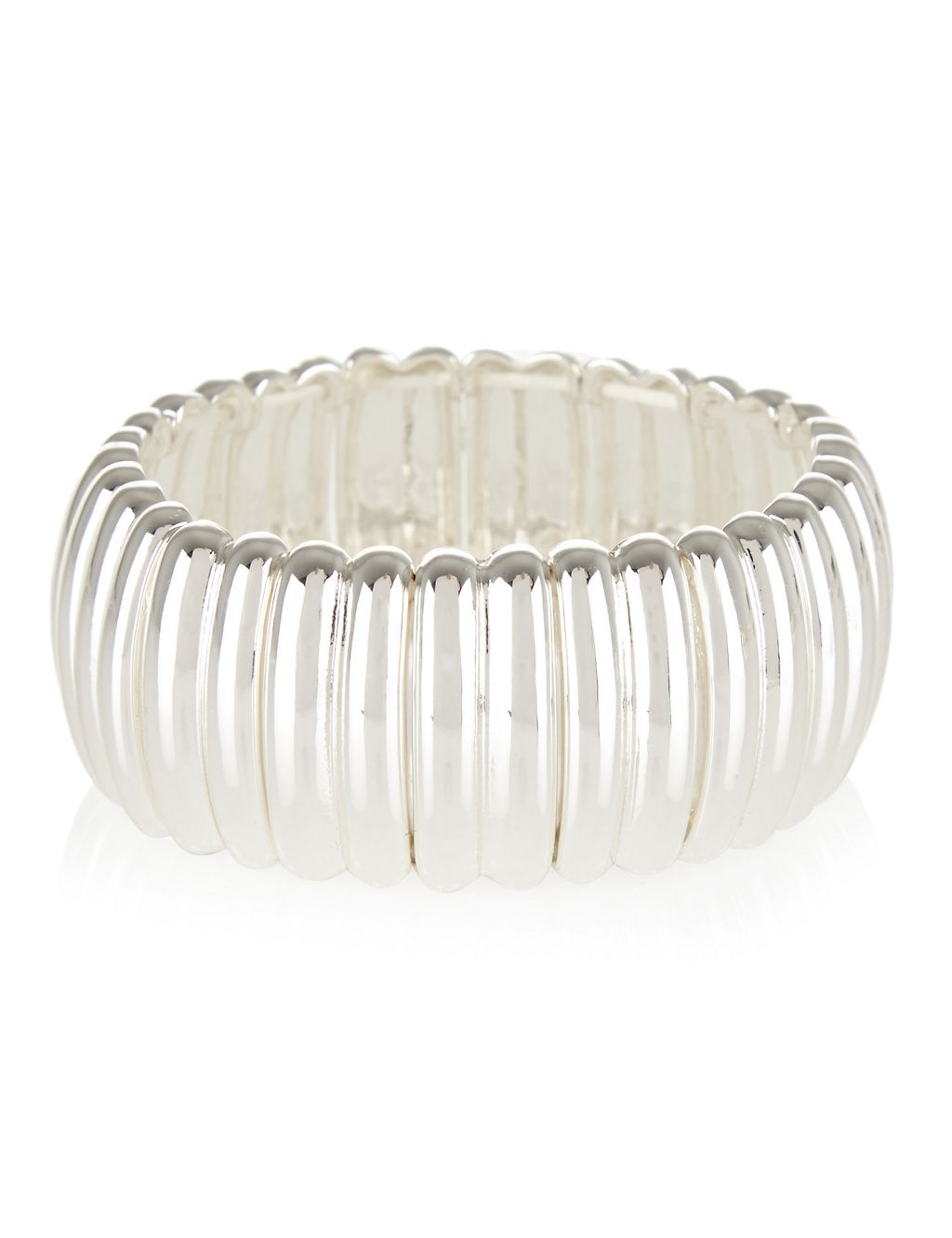 Silver Plated Curved Stretch Bracelet 1 of 1