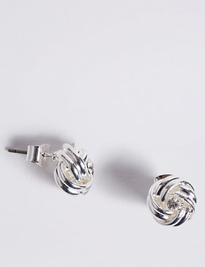 Silver Plated Diamanté Knot Stud Earrings Image 2 of 3