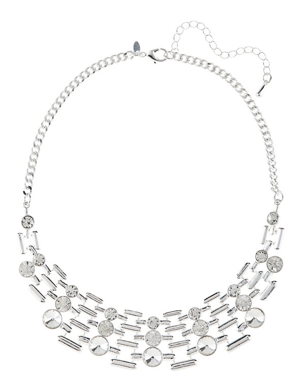 Silver Plated Diamanté Link Collar Necklace Image 1 of 1