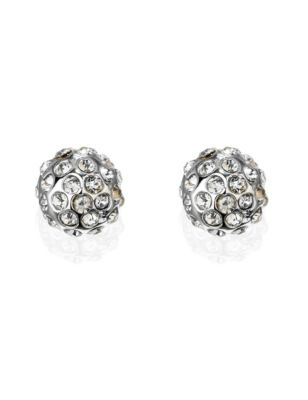 Silver Plated Diamanté Snowball Stud Earrings Image 1 of 1
