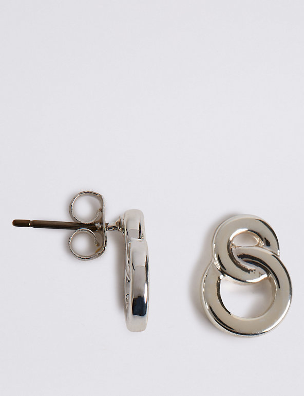 Silver Plated Figure Stud Earrings Image 1 of 2