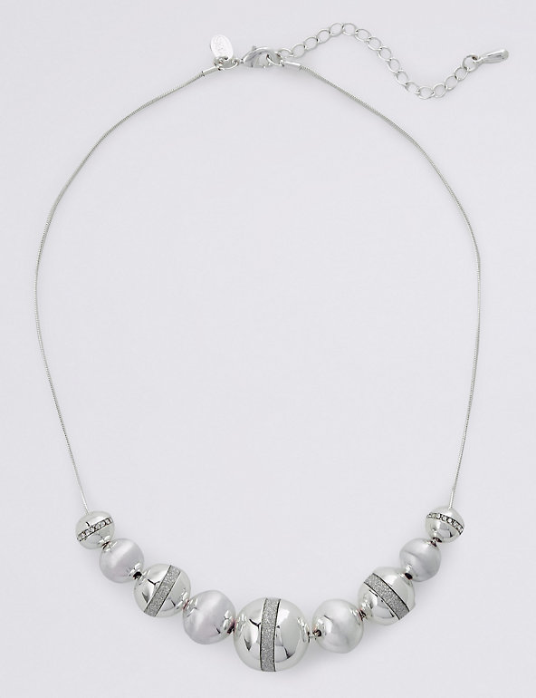 Silver Plated Graduated Ball Necklace Image 1 of 2
