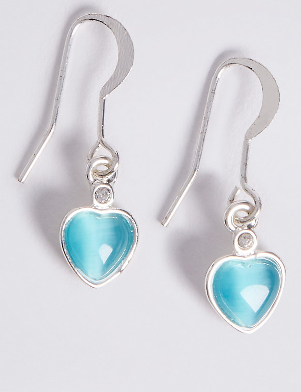 Silver Plated Heart Drop Earrings Image 1 of 2