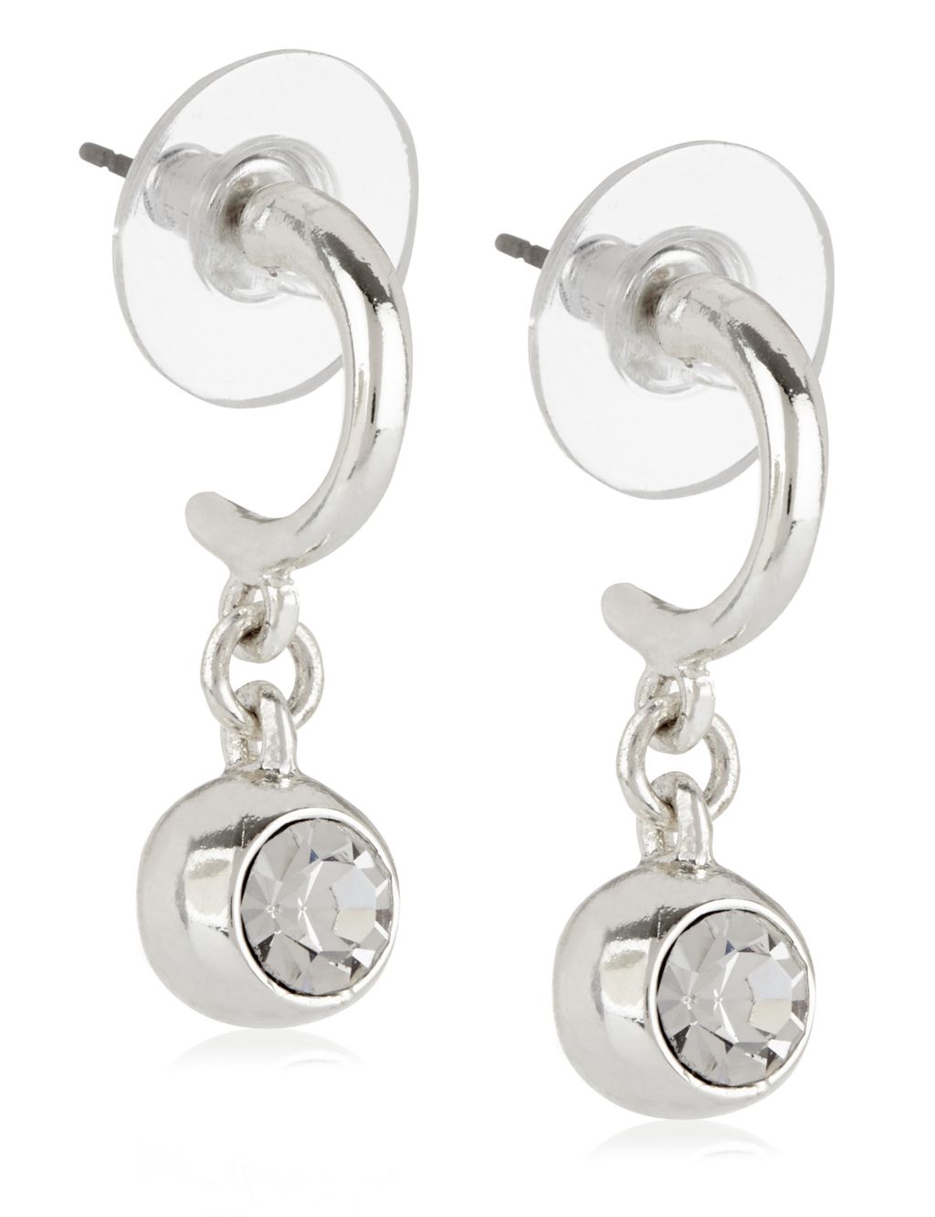 Silver Plated Hoop Crystal Drop Earrings 1 of 1