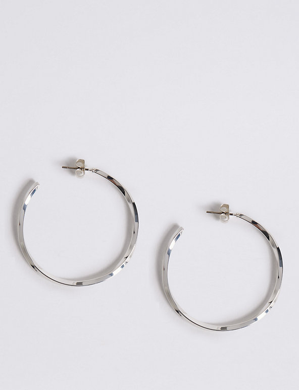 Silver Plated Large Hoop Earrings Image 1 of 2