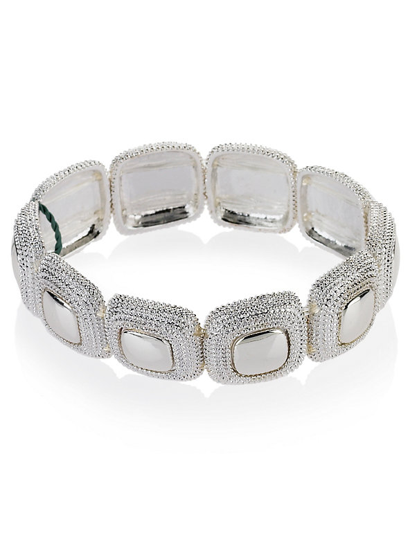 Silver Plated Large Square Stretch Bracelet Image 1 of 1
