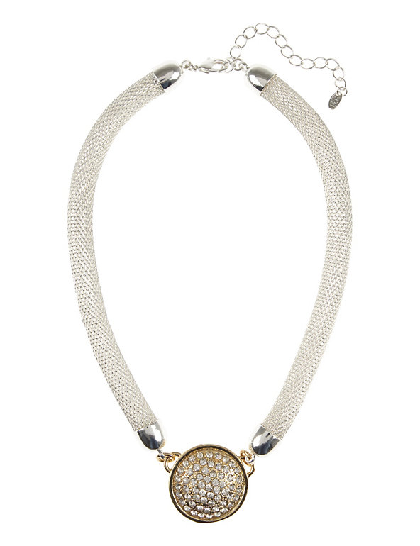 Silver Plated Medallion Sparkle Necklace Image 1 of 1