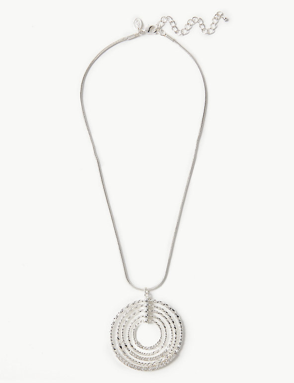 Silver Plated Multi Circle Pendant Necklace Image 1 of 1
