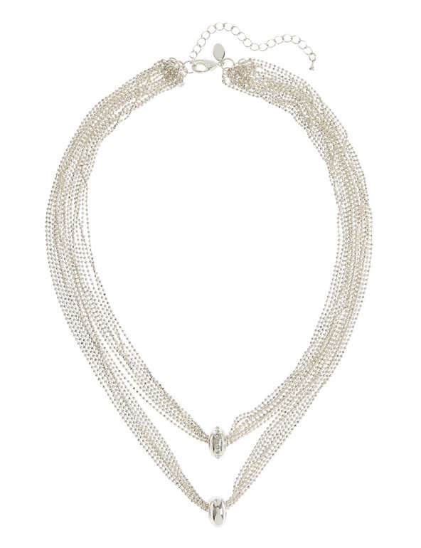 Silver Plated Multi-Row Ball Chain Necklace Image 1 of 1