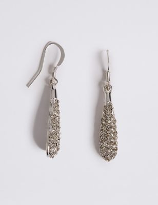 Silver Plated Pave Dip Earrings Image 1 of 2