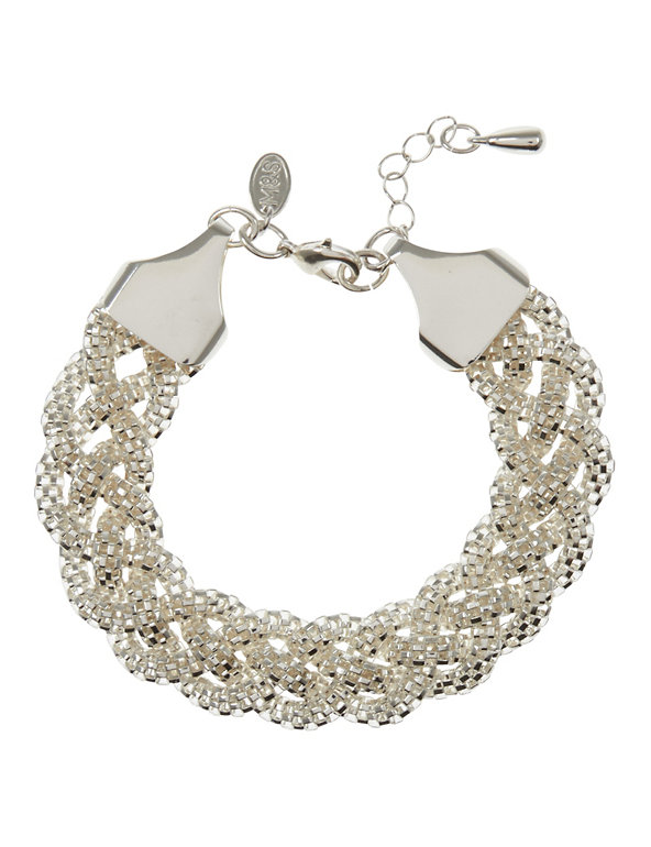 Silver Plated Plait Chain Bracelet Image 1 of 1