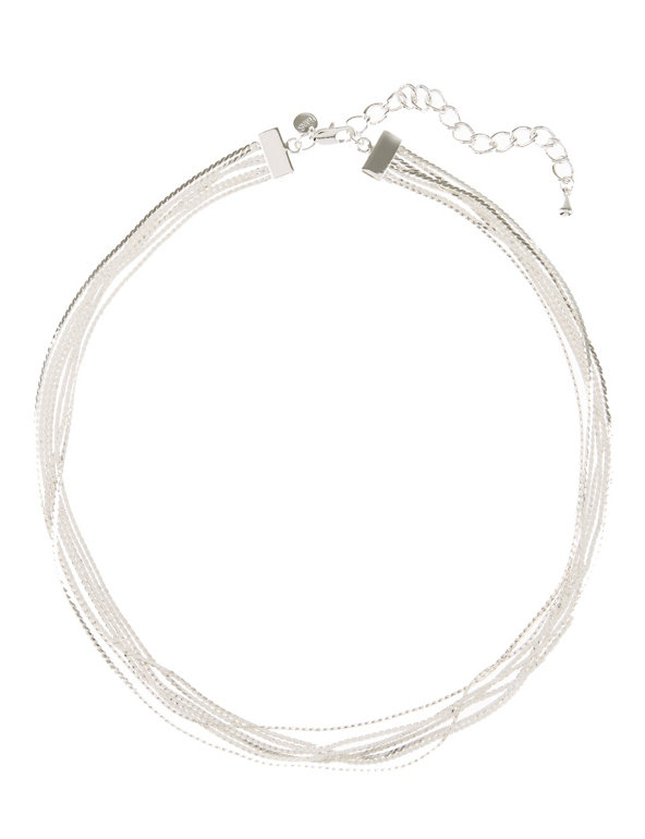 Silver Plated Sleek Layered Chain Necklace Image 1 of 1