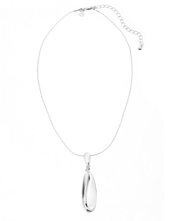 Silver Plated Sleek Wave Pendant Necklace Image 1 of 2