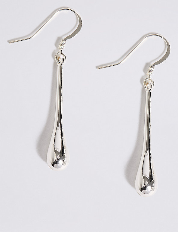 Silver Plated Smooth Baton Drop Earrings Image 1 of 2