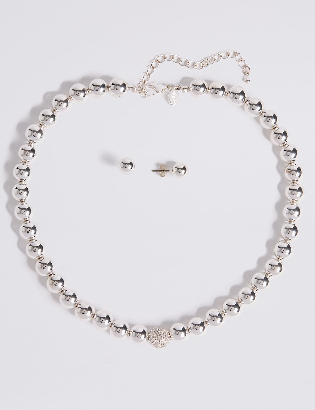 Silver Plated Sparkle Diamanté Necklace & Earrings Set 2 of 2
