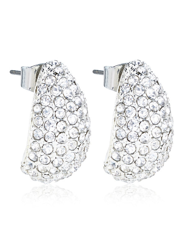 Silver Plated Sparkle Tear Drop Earrings Image 1 of 1