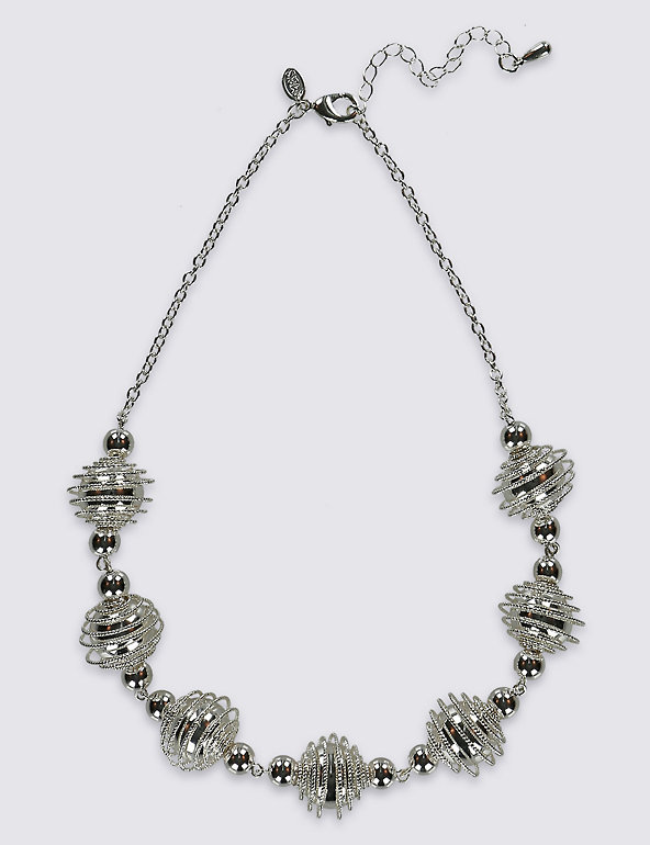 Silver Plated Spiral Beads Collar Necklace Image 1 of 2