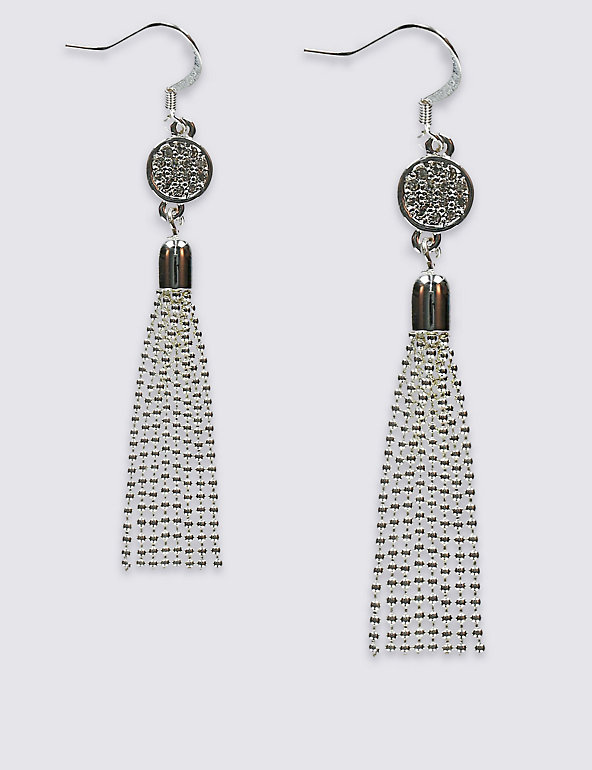 Silver Plated Tassel Drop Earrings Image 1 of 2
