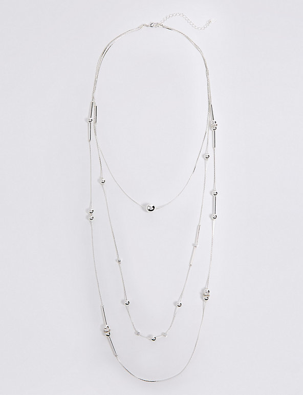 Silver Plated Triple Layer Necklace Image 1 of 2