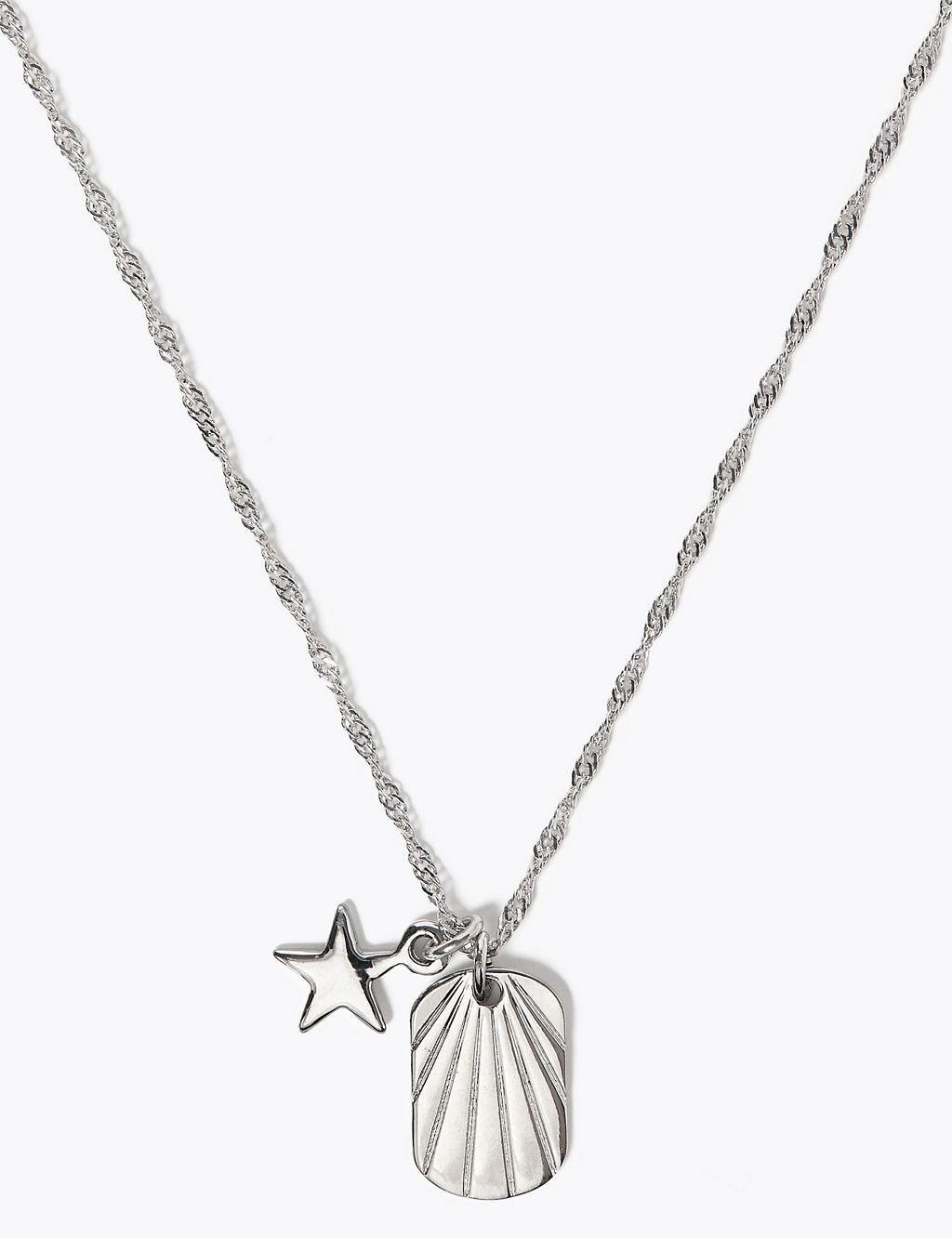 Silver Star Tag Necklace 1 of 2