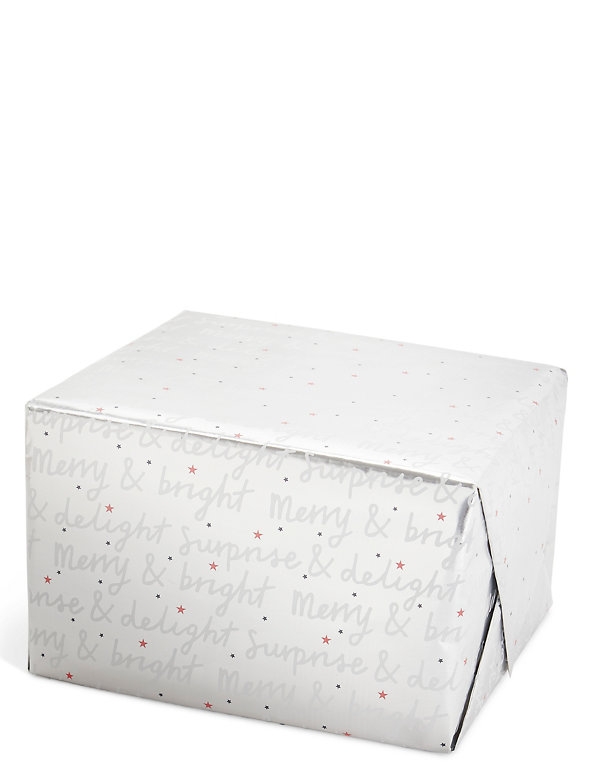 Silver Text Christmas Wrapping Paper 3m Image 1 of 2