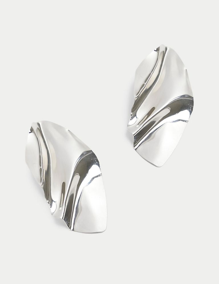 Silver Tone Folded Drop Earrings 4 of 4