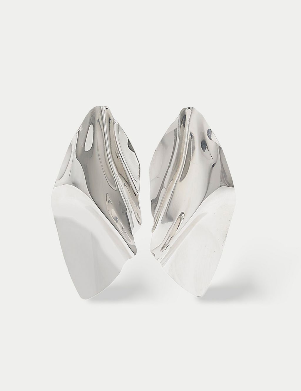 Silver Tone Folded Drop Earrings 1 of 4